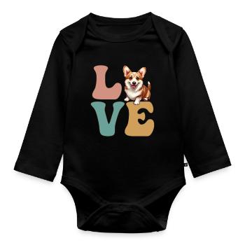 Pembroke Corgi Dog Lover - Organic Longsleeve Baby Bodysuit - black - Front