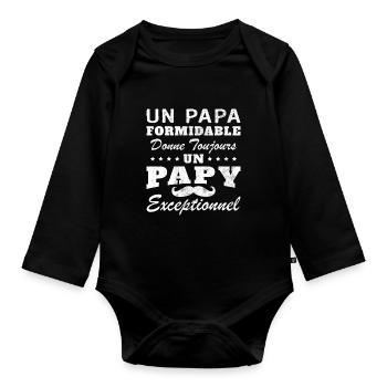 Terrific Dad Always Gives Grandpa Exceptional - Organic Longsleeve Baby Bodysuit - black - Front