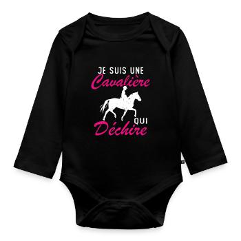 Ich bin ein Reiter, der Geschenke zerreißt - Baby Bio-Langarm-Body - Schwarz - Vorne