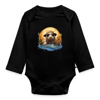 Rettet Die Seekühe Wassertiere Seekühe - Baby Bio-Langarm-Body - Schwarz - Vorne
