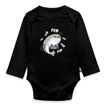 Sacabambaspi's Fish Meme Gamer Console Game - Organic Longsleeve Baby Bodysuit - black - Front