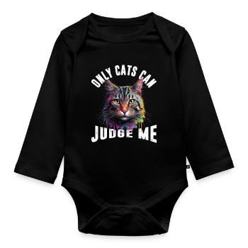 Il n’y a que les chats qui peuvent me juger - Body Bébé bio manches longues - noir - Devant