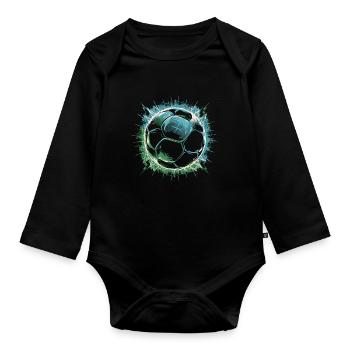 Joueurs de football - Body Bébé bio manches longues - noir - Devant