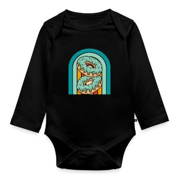 Doughnut - Organic Longsleeve Baby Bodysuit - black - Front