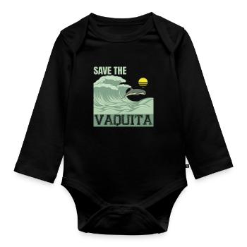 Sauvez le cochito de marsouin vaquita - Body Bébé bio manches longues - noir - Devant