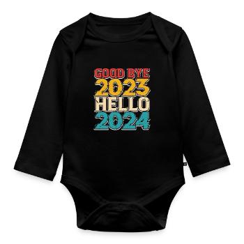 Hello 2024 - Organic Longsleeve Baby Bodysuit - black - Front