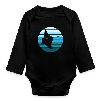 Mantarochen Eleganz im Ozean - Baby Bio-Langarm-Body - Schwarz - Vorne