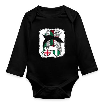 Half English Half Nigerian Girl Nigeria England - Organic Longsleeve Baby Bodysuit - black - Front