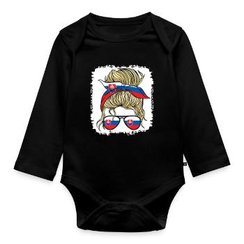 Slovenka Slowakei Flagge Mädchen Slowakische Mädchen Kinder - Baby Bio-Langarm-Body - Schwarz - Vorne