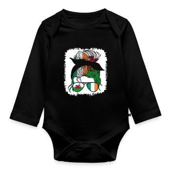 Cymru Halb Irisch Halb Walisisch Mädchen Wales Irland - Baby Bio-Langarm-Body - Schwarz - Vorne