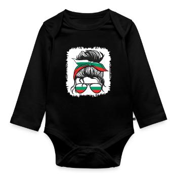 Bulgarien Bulgarische Flagge Mädchen Bulgarische Mädchen Kinder - Baby Bio-Langarm-Body - Schwarz - Vorne
