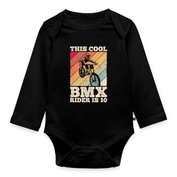 This Cool BMX Rider Is 10 BMX Cycling Bike MT - Organic Longsleeve Baby Bodysuit - black - Front