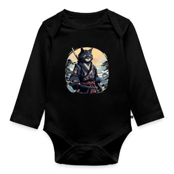 Japanische Kunst Katze Kawaii Anime - Baby Bio-Langarm-Body - Schwarz - Vorne