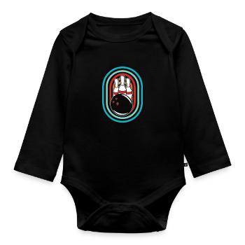 Bowling Bowlen Bowler - Baby Bio-Langarm-Body - Schwarz - Vorne