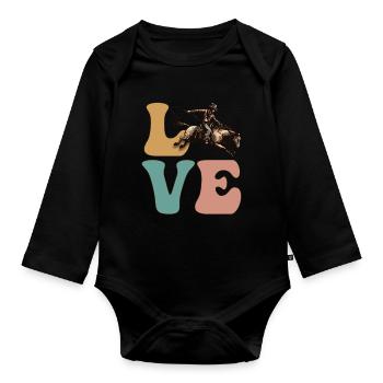 Rodeo Barrel Racer Barrel Racing Pferd Reiten - Baby Bio-Langarm-Body - Schwarz - Vorne