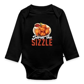 Buffalo Wings Foodie Cuisine Américaine Poulet - Body Bébé bio manches longues - noir - Devant