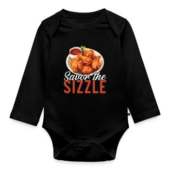 Buffalo Wings Foodie Cuisine Américaine Poulet - Body Bébé bio manches longues - noir - Devant