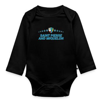 Saint Pierre and Miquelon - Organic Longsleeve Baby Bodysuit - black - Front