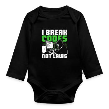 Ethical Hacker I Break Codes Not Laws - Baby Bio-Langarm-Body - Schwarz - Vorne