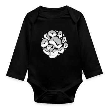Sacabambaspis Fish Meme Face Pattern - Organic Longsleeve Baby Bodysuit - black - Front