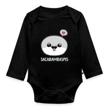 Sacabambaspis Visage Poisson Meme Japonais - Body Bébé bio manches longues - noir - Devant