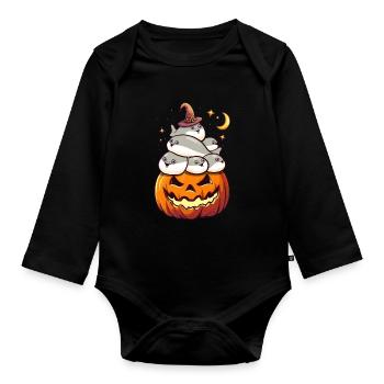 Sacabambaspis Pile Fish Meme Pumpkin Halloween - Organic Longsleeve Baby Bodysuit - black - Front