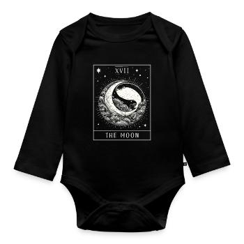 Sacabambaspis Fisch Meme Mond Tarotkarte - Baby Bio-Langarm-Body - Schwarz - Vorne