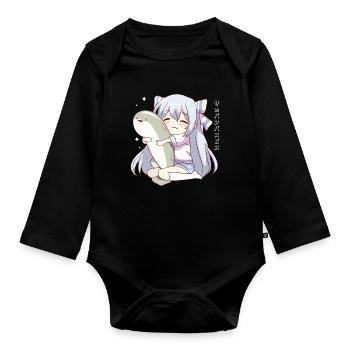 Sacabambaspis Fish Meme Japanese Anime Girl - Organic Longsleeve Baby Bodysuit - black - Front