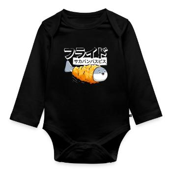Sacabambaspis Poisson Meme Japonais Frit - Body Bébé bio manches longues - noir - Devant