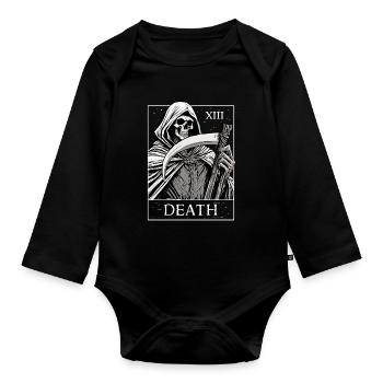 Santa Muerte Death Tarot Card Dia De Los Muertos - Organic Longsleeve Baby Bodysuit - black - Front