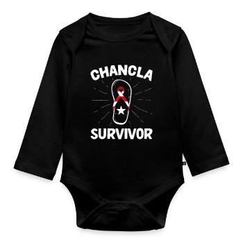 La Chancla Puerto Rican Flag Puerto Rico - Organic Longsleeve Baby Bodysuit - black - Front
