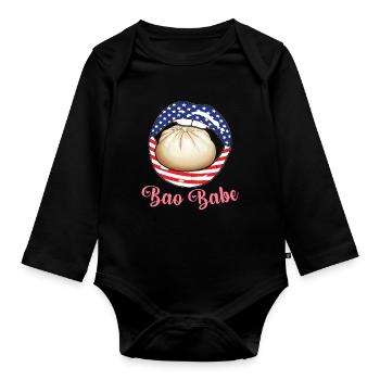 Dim Sum Brötchen Chinesisches Essen - Baby Bio-Langarm-Body - Schwarz - Vorne