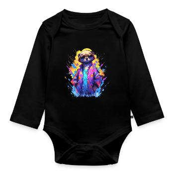 Cool Meerkat Sarfari Africa Lover - Organic Longsleeve Baby Bodysuit - black - Front