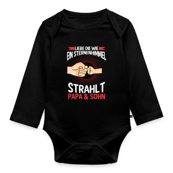 Papa Sohn Vater Familie Geschenk - Baby Bio-Langarm-Body - Schwarz - Vorne
