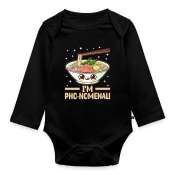 Vietnamese Noodle Soup Asian Food - Organic Longsleeve Baby Bodysuit - black - Front