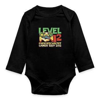 Gaming 12. Geburtstag 12 Jahre Gamer - Baby Bio-Langarm-Body - Schwarz - Vorne