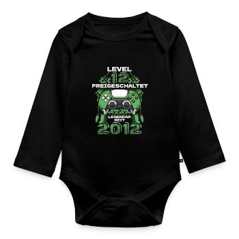 Gaming 12. Geburtstag 12 Jahre Gamer - Baby Bio-Langarm-Body - Schwarz - Vorne