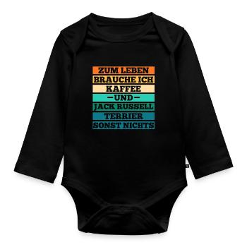 Kaffee Hund Jacke Russell - Baby Bio-Langarm-Body - Schwarz - Vorne
