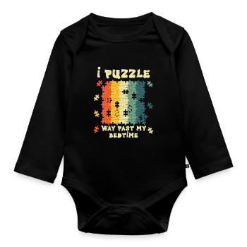 Je suis perplexe bien au-delà de l’heure du coucher - Body Bébé bio manches longues - noir - Devant