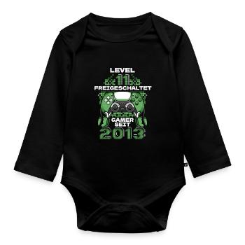 Gaming 11. Geburtstag 11 Jahre Gamer - Baby Bio-Langarm-Body - Schwarz - Vorne