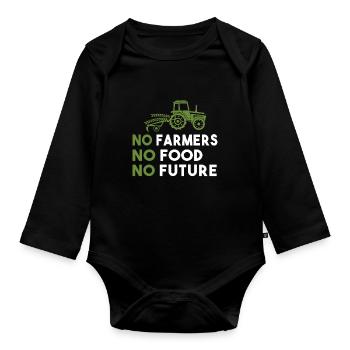 Démo de l’agriculteur Pas d’agriculteurs Pas de nourriture Pas d’avenir Agriculteur - Body Bébé bio manches longues - noir - Devant