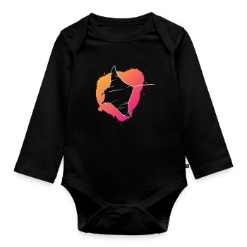 Bunter Rochen Aqua Kunstwerk Geschenk - Baby Bio-Langarm-Body - Schwarz - Vorne