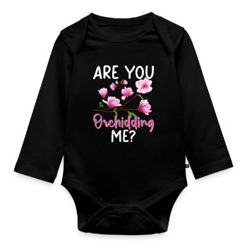 Funny Houseplant Orchid Gardening - Organic Longsleeve Baby Bodysuit - black - Front