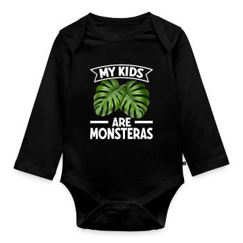 Houseplant Monstera Gardening Mom - Organic Longsleeve Baby Bodysuit - black - Front