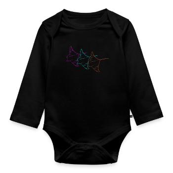 Trio Manta Rays Neon Contour - Organic Longsleeve Baby Bodysuit - black - Front