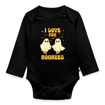 Ich Liebe Ihr Boo Bees Pärchen Halloween Kostüm - Baby Bio-Langarm-Body - Schwarz - Vorne