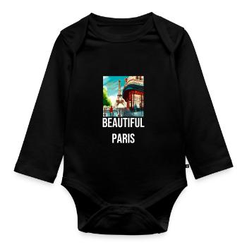 Beautiful Paris - the beautiful Paris - Organic Longsleeve Baby Bodysuit - black - Front