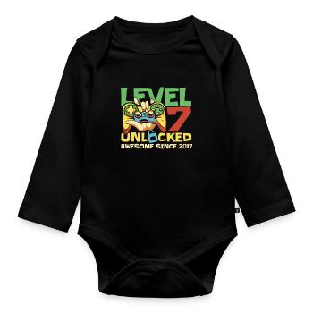 Gaming 7th Birthday 7 Years Gamer - Organic Longsleeve Baby Bodysuit - black - Front