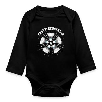 Lustiger Badmintonspieler - Baby Bio-Langarm-Body - Schwarz - Vorne