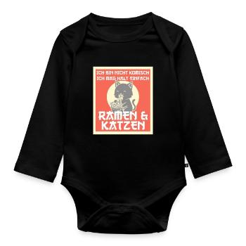 Ramen & Katzen Anime Kawaii Geschenk - Baby Bio-Langarm-Body - Schwarz - Vorne